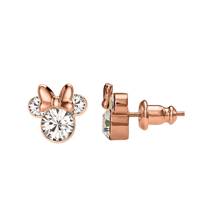 Pendientes Minnie Disney con lazo, tono oro rosa y piedras transparentes - 2