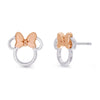 Pendientes Disney con silueta de Minnie y lazo en oro rosa