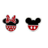 Pendientes Disney de Minnie y Mickey con esmalte rojo y negro