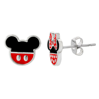 Pendientes Disney de Minnie y Mickey con esmalte rojo y negro - 2