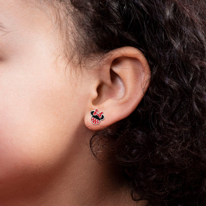 Pendientes Disney de Minnie y Mickey con esmalte rojo y negro - 4