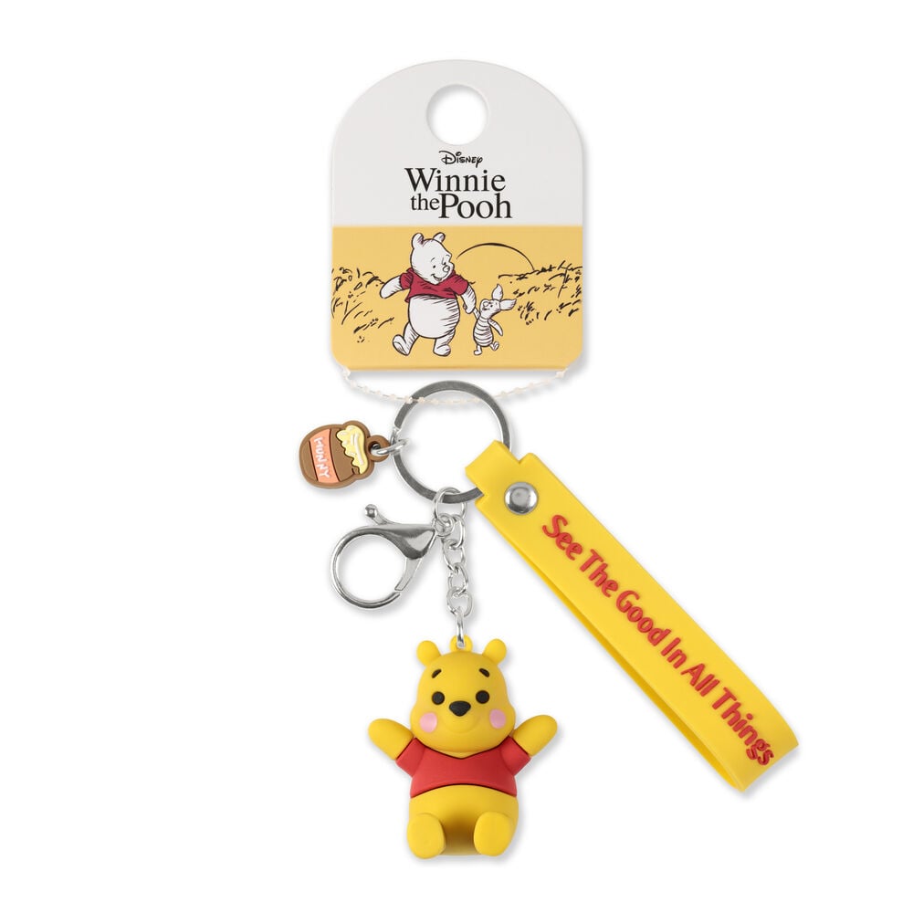 Llavero Disney de Winnie the Pooh con figura 3D, correa amarilla y tarro de miel - 2