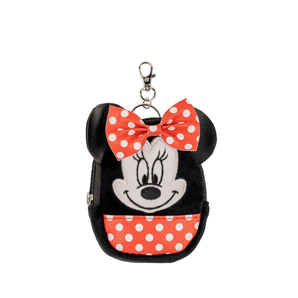 Llavero mini mochila 3D de Minnie Mouse con lazo rojo de lunares