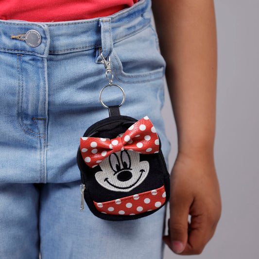 Llavero mini mochila 3D de Minnie Mouse con lazo rojo de lunares - 3