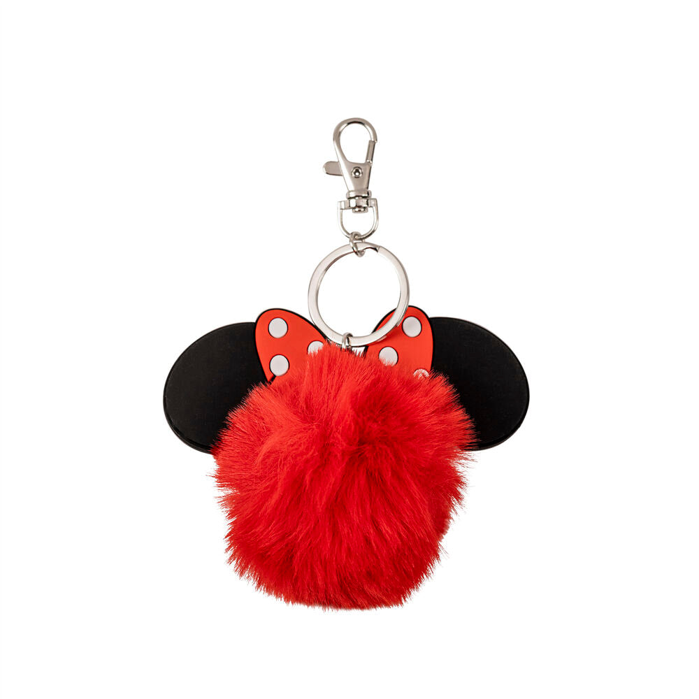 Llavero rojo de Minnie Mouse Disney con pompón y orejas 3D
