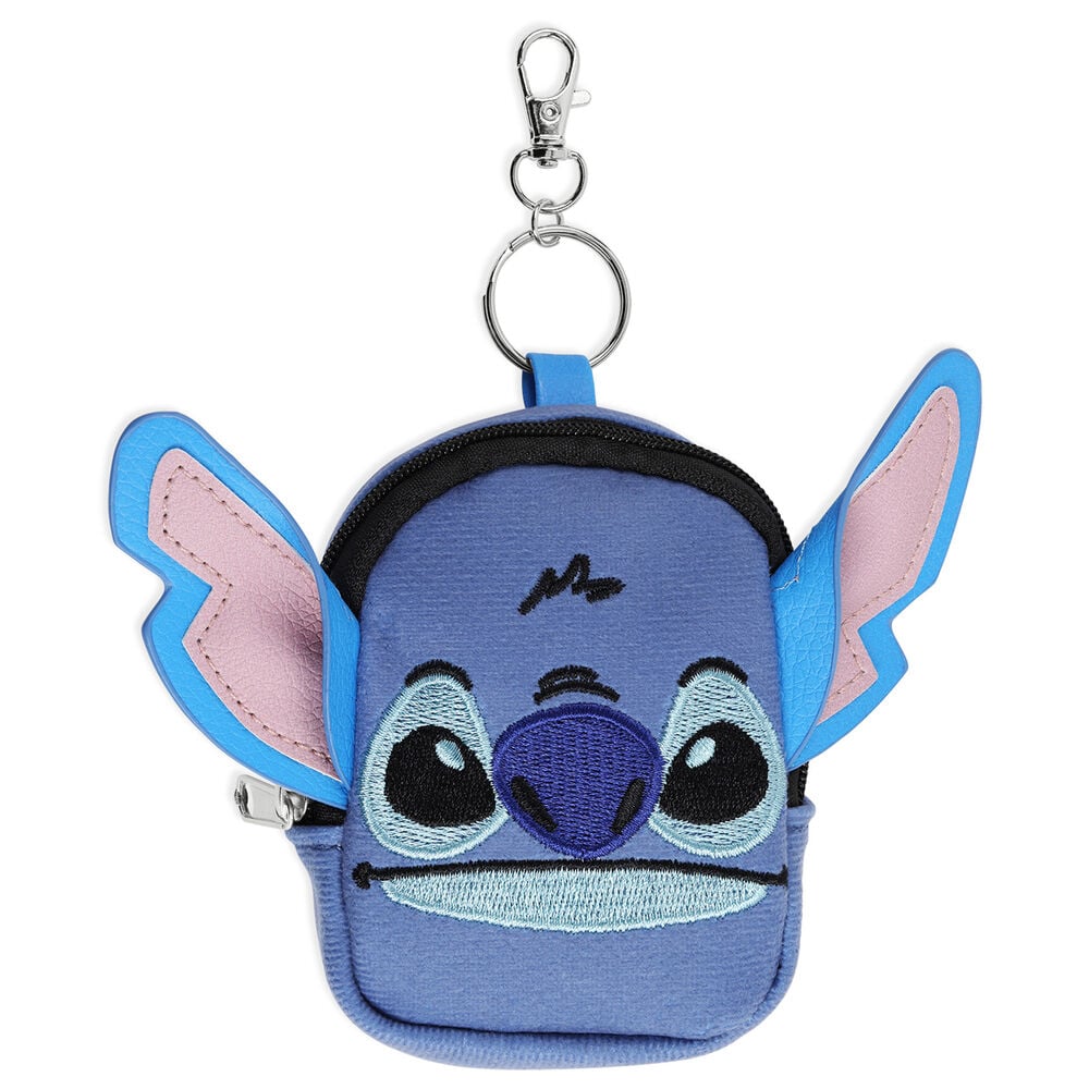 Llavero mini mochila azul de Stitch Disney con orejas y cierre de cremallera