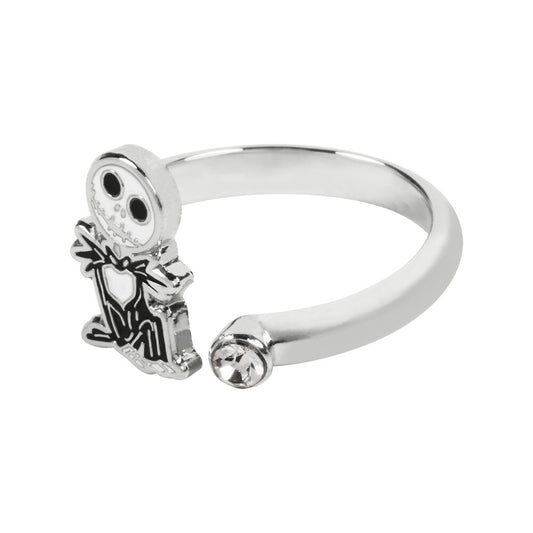 Anillo plateado ajustable de Jack Skellington con piedra transparente - 2