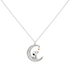 Colgante de luna con Snoopy, piedras blancas y estrella dorada