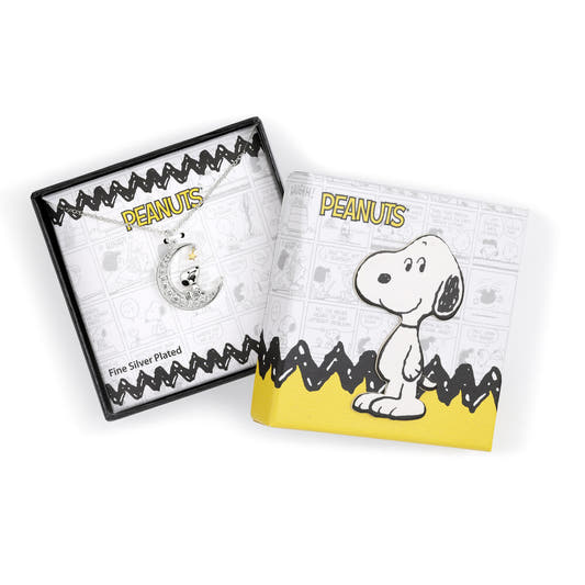 Colgante de luna con Snoopy, piedras blancas y estrella dorada - 3