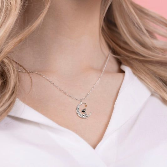 Colgante de luna con Snoopy, piedras blancas y estrella dorada - 4