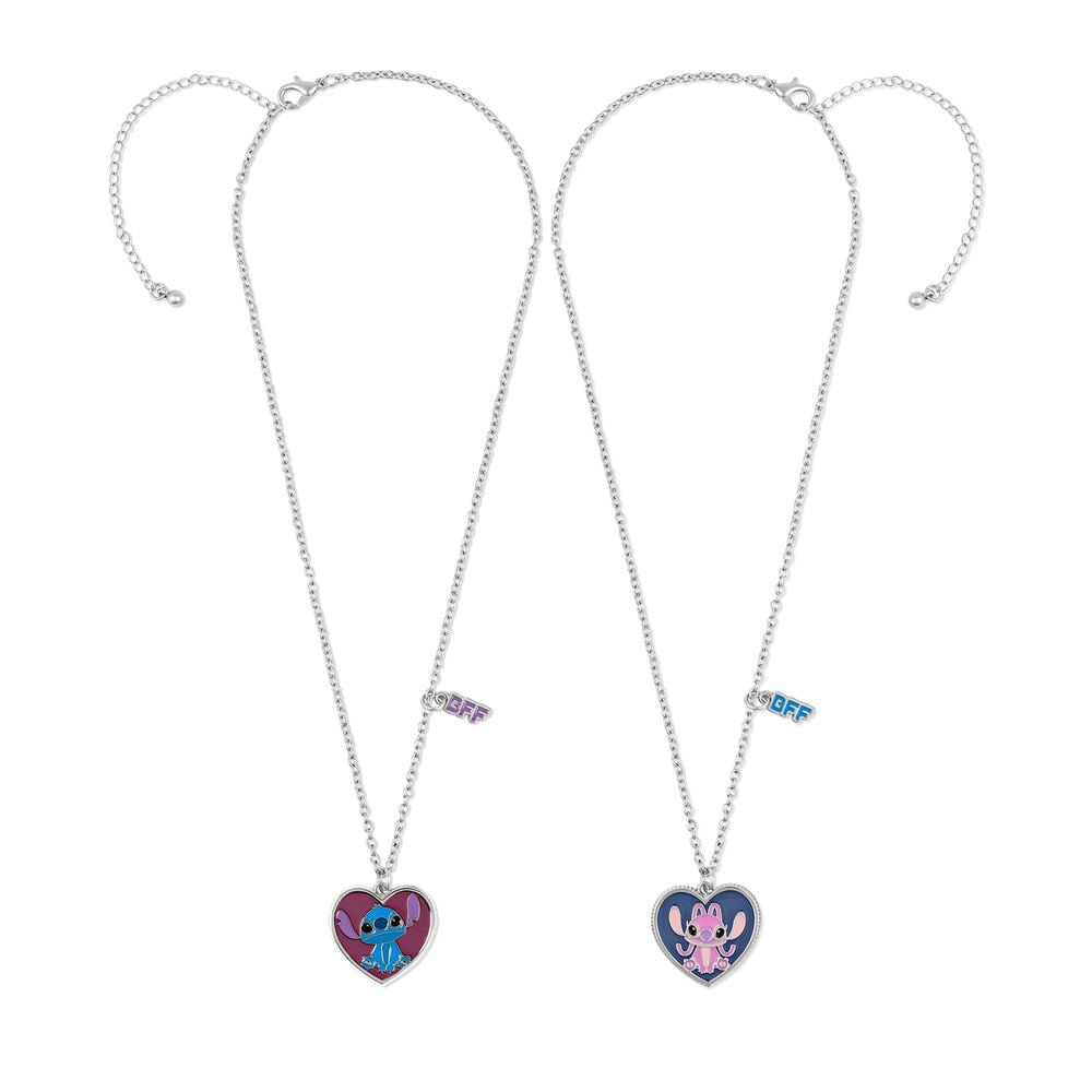 Set de dos colgantes Disney de Stitch y Angel con corazones BFF
