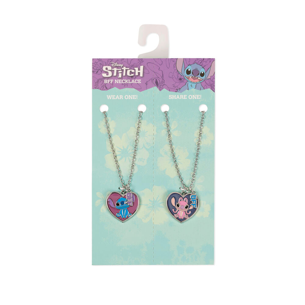Set de dos colgantes Disney de Stitch y Angel con corazones BFF - 3
