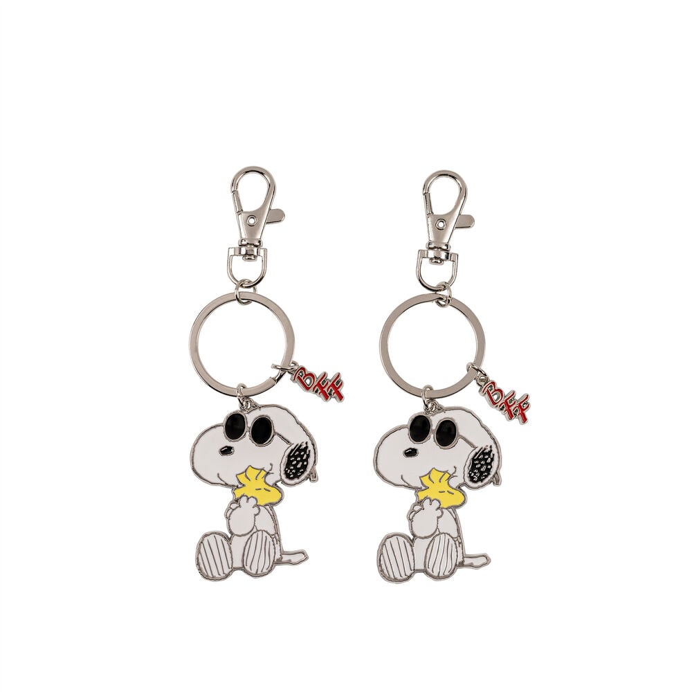 Set de dos llaveros plateados de Snoopy con colgantes BFF