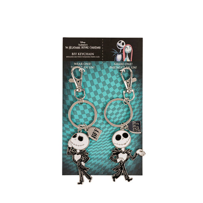 Set de dos llaveros plateados de Jack Skellington con placas BFF - 2