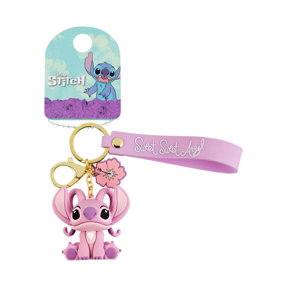 Llavero rosa de Angel de Stitch Disney con flor y correa Sweet Sweet Angel - 2