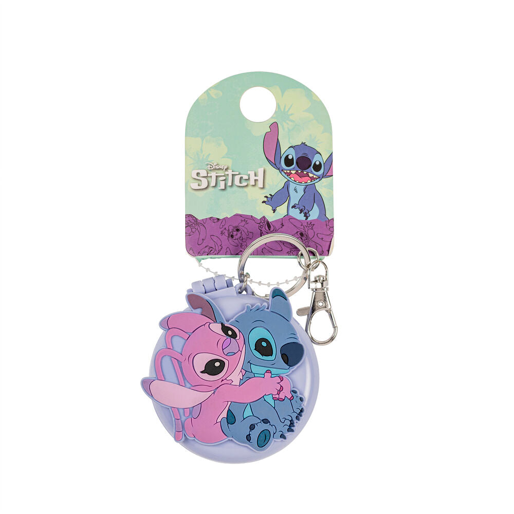 Llavero redondo con espejo y cepillo de Stitch y Angel - 2