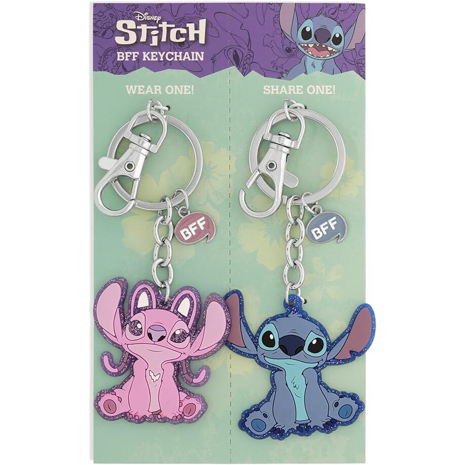 Set de dos llaveros Disney de Angel rosa y Stitch azul - 2