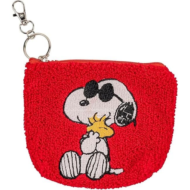 Llavero monedero rojo de Snoopy bordado con cremallera