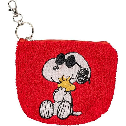 Llavero monedero rojo de Snoopy bordado con cremallera