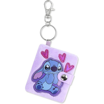 Llavero bloc de notas lila de Stitch Disney con corazones