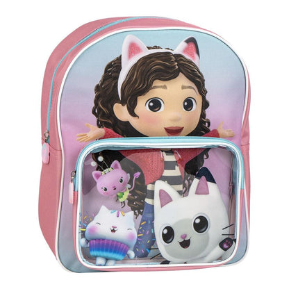 Mochila rosa de La Casa de Muñecas de Gabby con bolsillo delantero