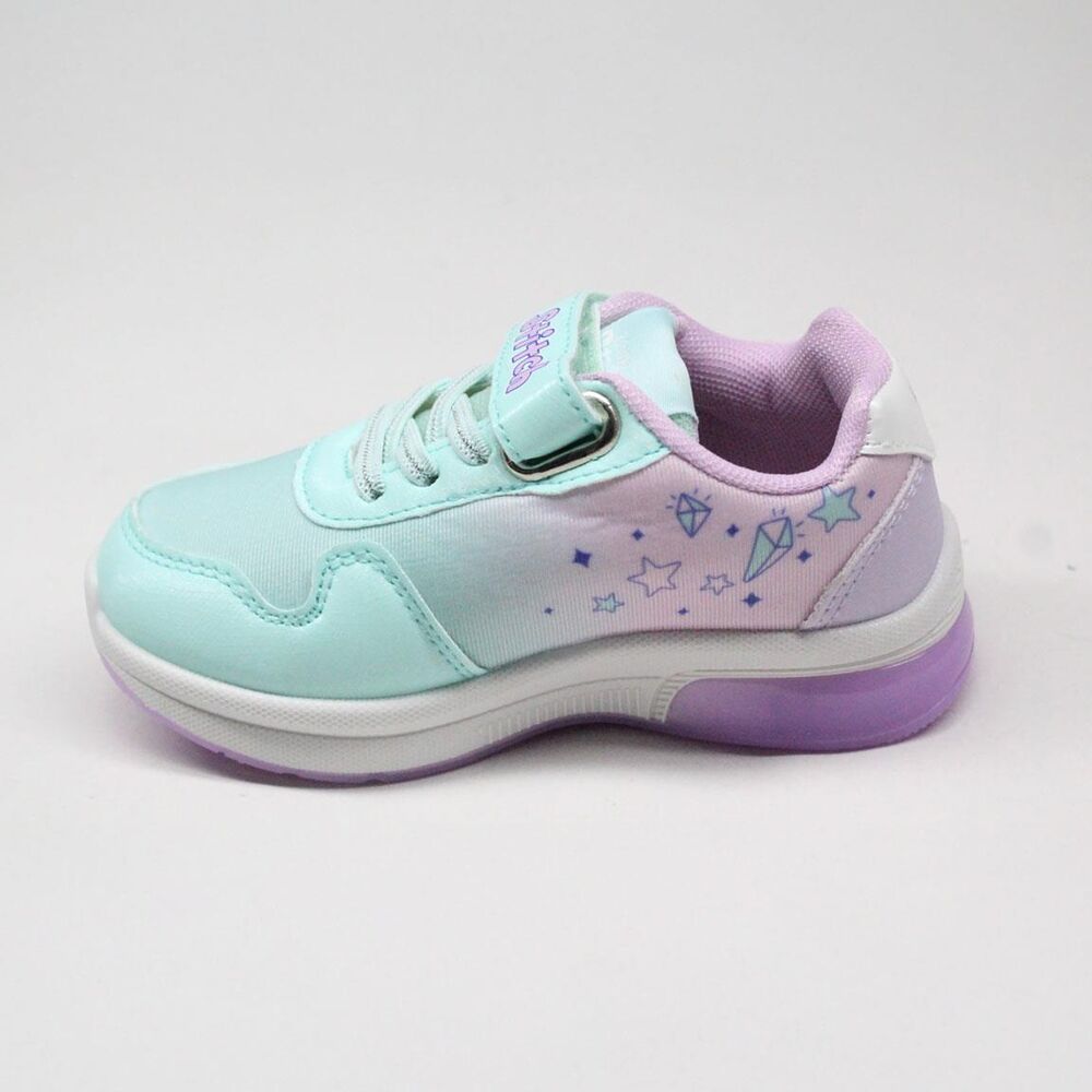 Deportiva Stitch Disney en verde menta y lila con luces - 2