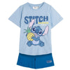 Conjunto infantil Stitch Disney azul con camiseta estampada y pantalón corto