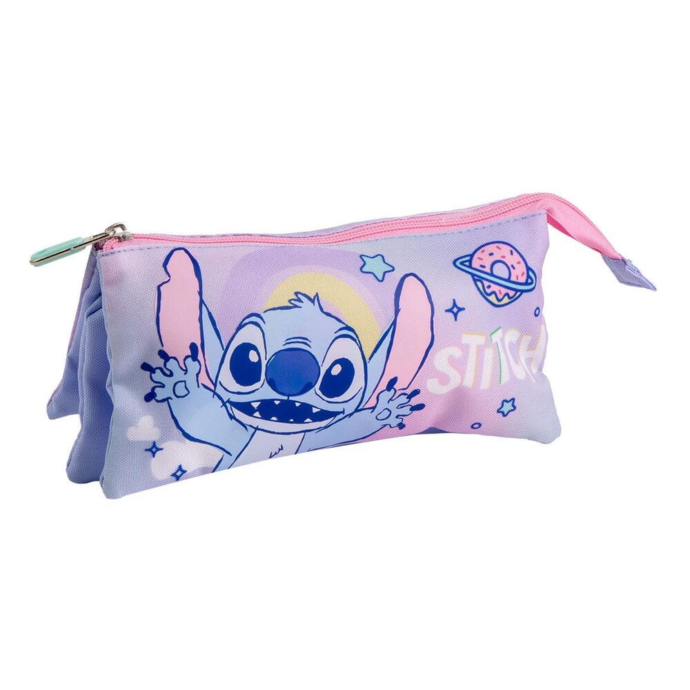 Portatodo triple de Stitch Disney en tonos rosa y lila
