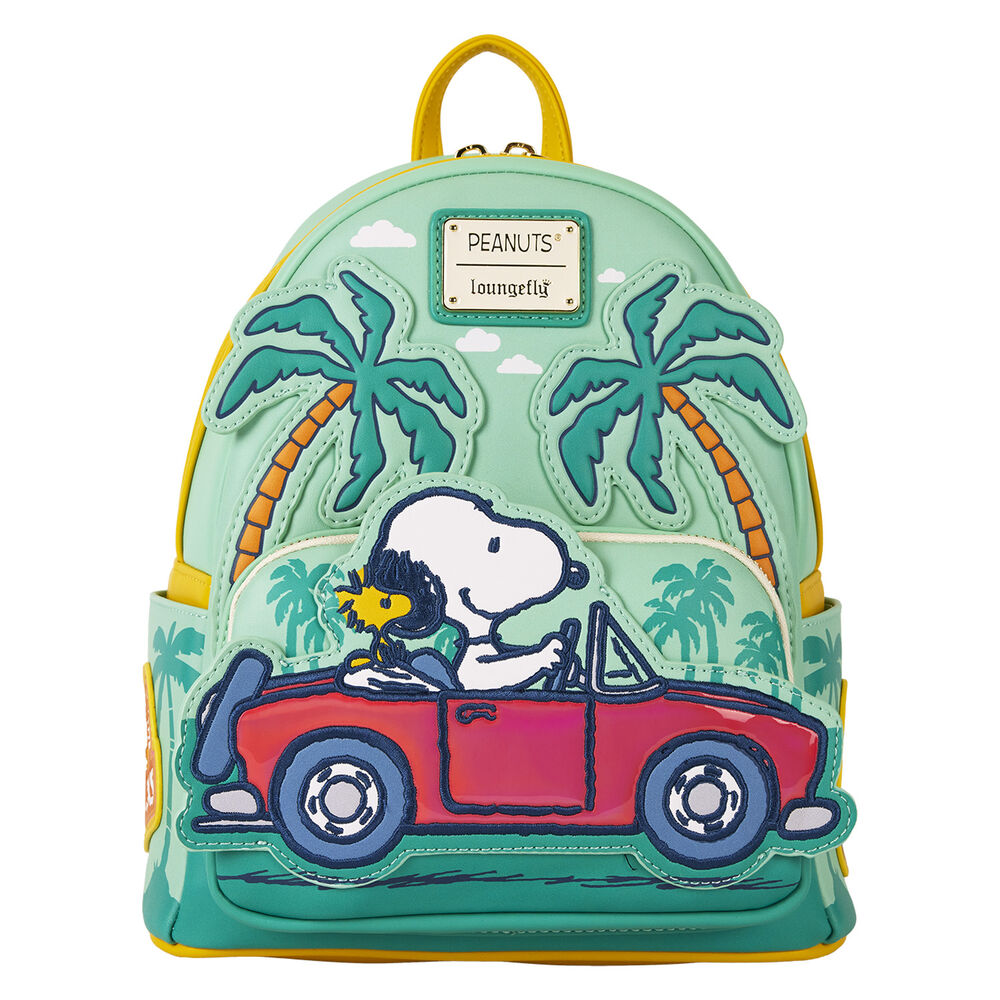 Mochila Loungefly de Snoopy y Woodstock en coche rojo