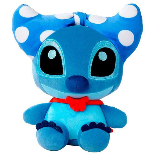 Peluche Disney Stitch Doorables azul con lazo de lunares