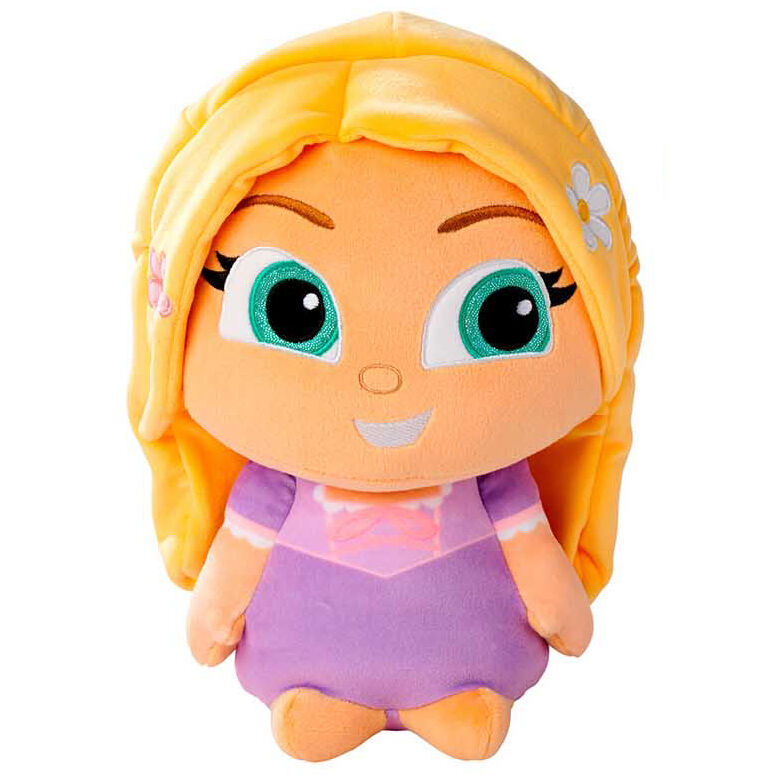 Peluche Doorables de Rapunzel Disney con vestido morado y cabello rubio