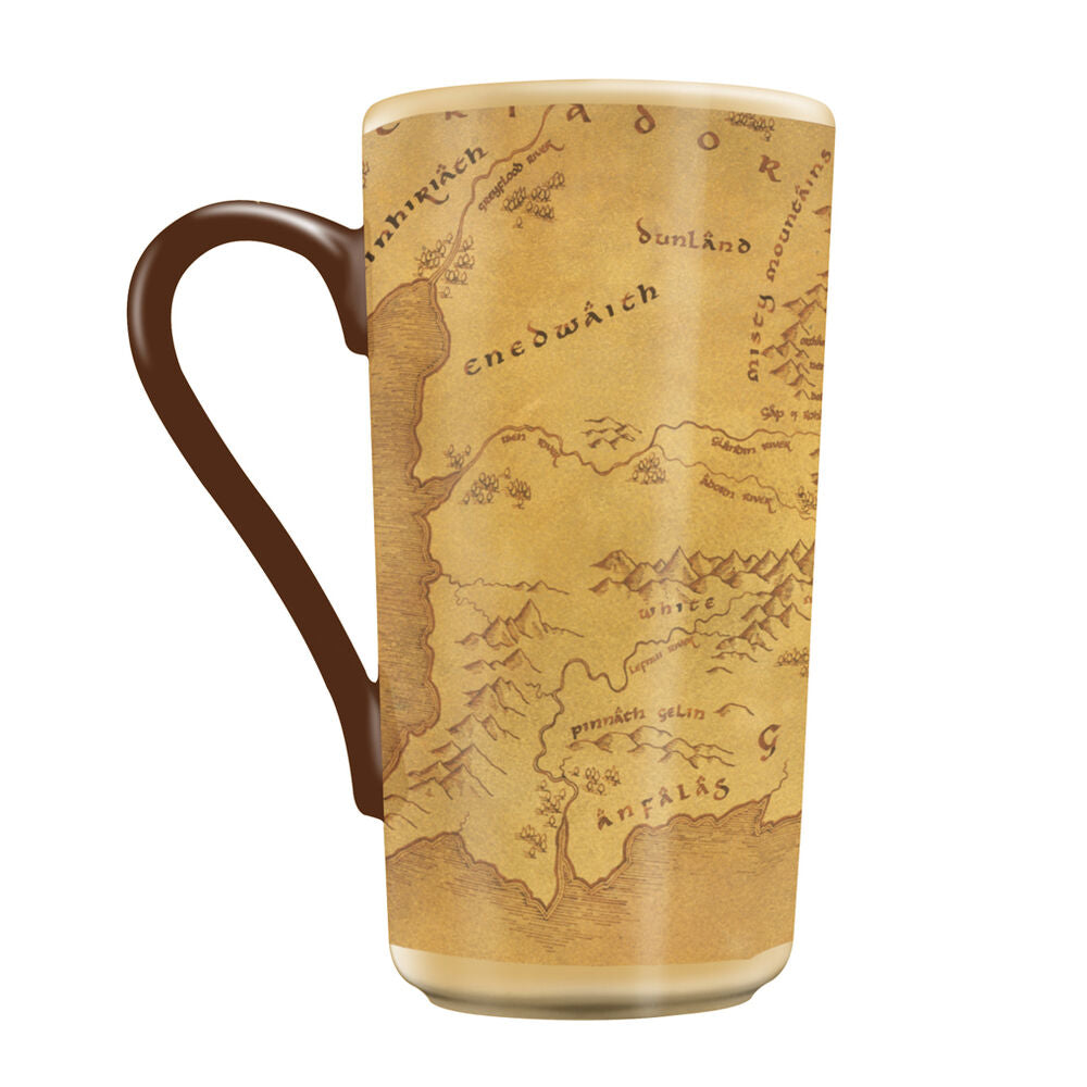 Taza de cerámica de El Señor de los Anillos con mapa de la Tierra Media