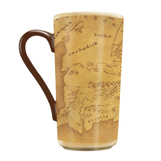 Taza de cerámica de El Señor de los Anillos con mapa de la Tierra Media