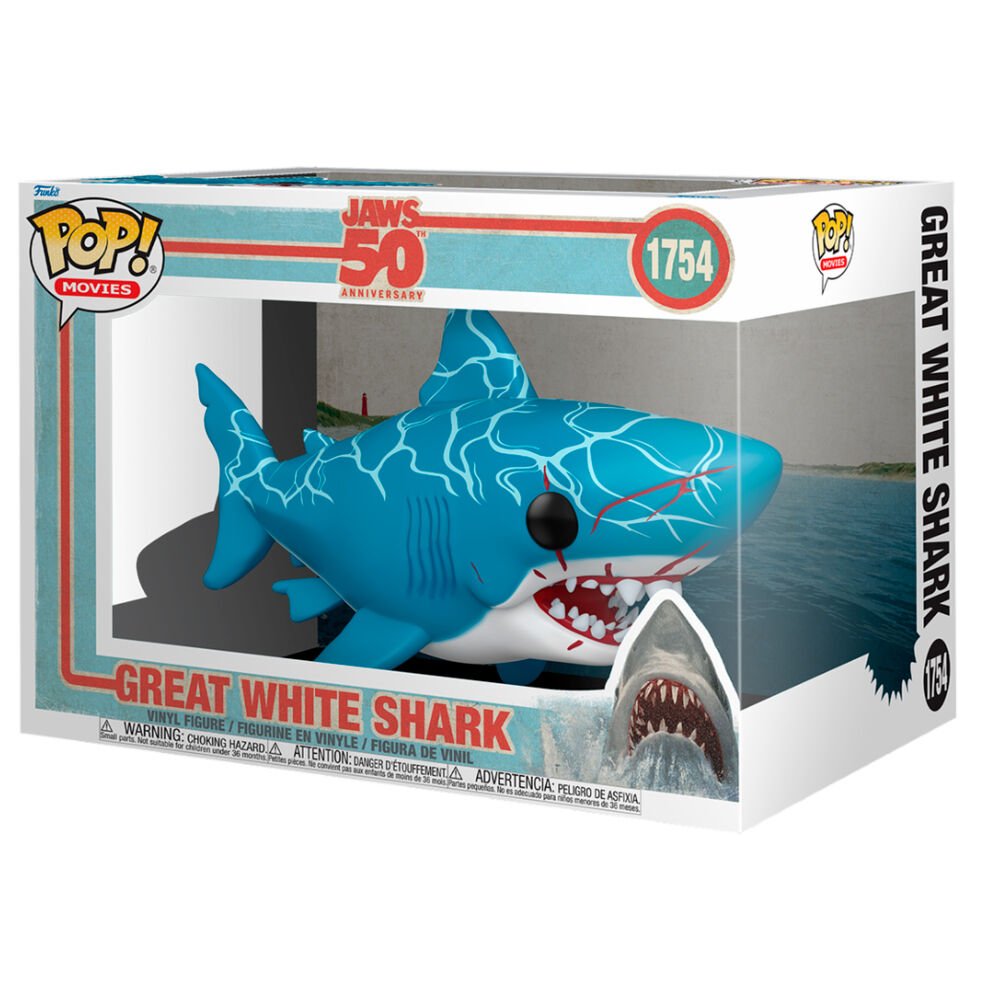 Figura FUNKO POP! Jaws Super Great White Shark azul con la boca abierta - 2