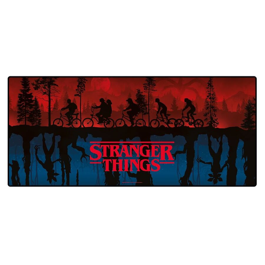 Alfombrilla gaming Stranger Things con bicicletas en silueta