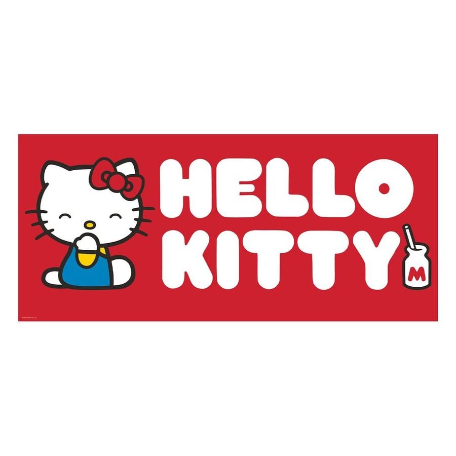 Alfombrilla gaming roja de Hello Kitty con logotipo blanco