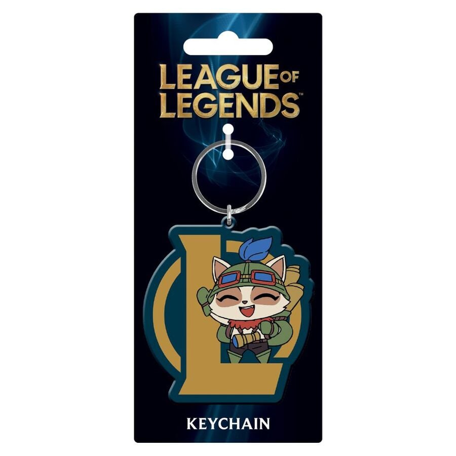 Llavero de League of Legends con personaje ilustrado y gafas rojas