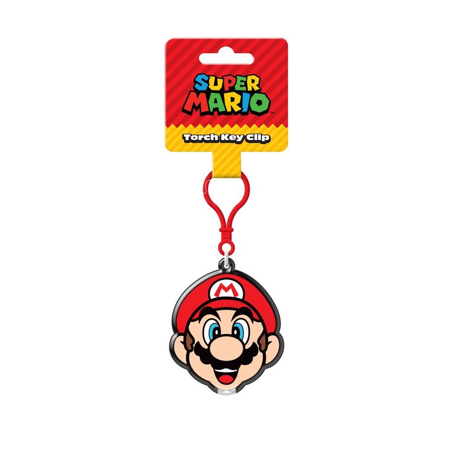 Llavero de Super Mario Bros con rostro de Mario y cordón rojo