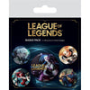 Set de 5 chapas de League of Legends con ilustraciones de personajes