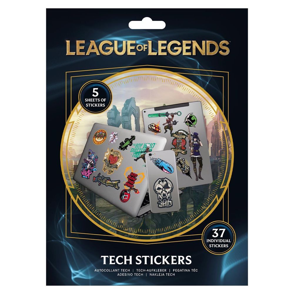 Set de 37 pegatinas de League of Legends en 5 hojas