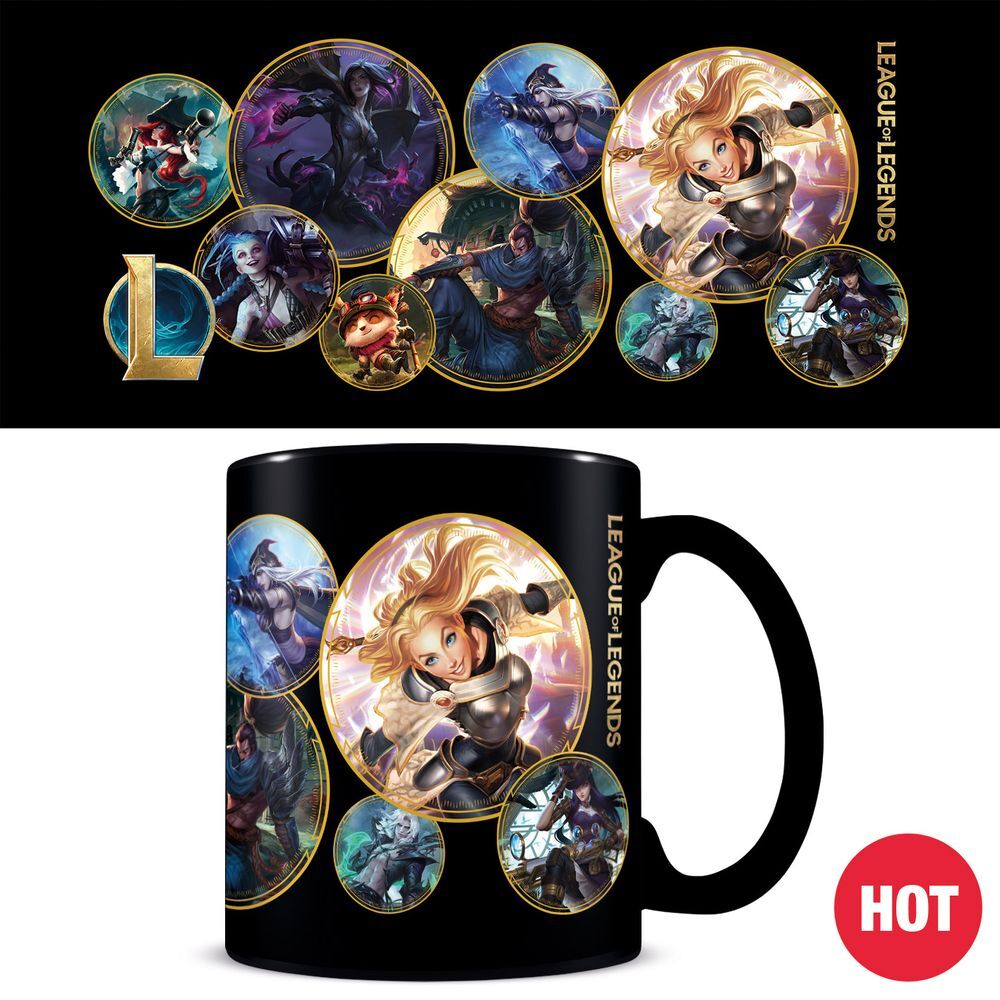 Taza termocolora negra de League of Legends con personajes - 2