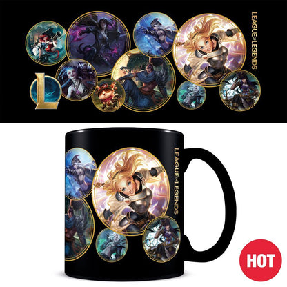 Taza termocolora negra de League of Legends con personajes - 2