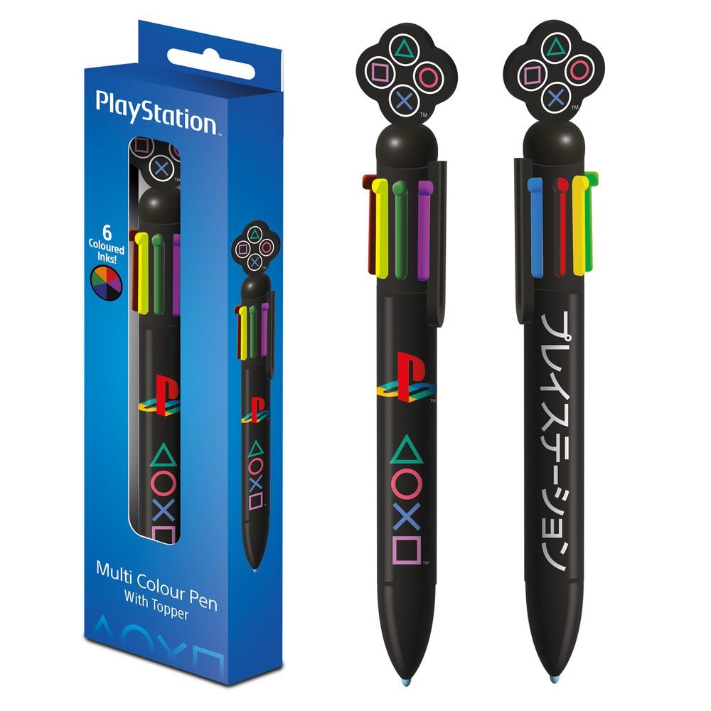 Set de dos bolígrafos multicolor PlayStation negros con símbolos de la consola