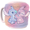 Taza Disney de Stitch y Angel con funda de peluche rosa