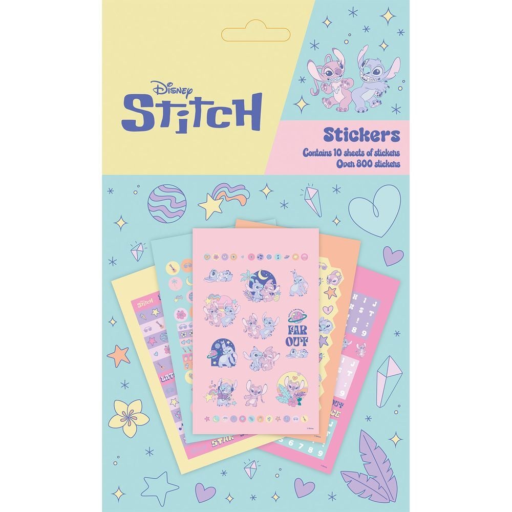 Set de pegatinas Disney de Angel y Stitch con 10 hojas