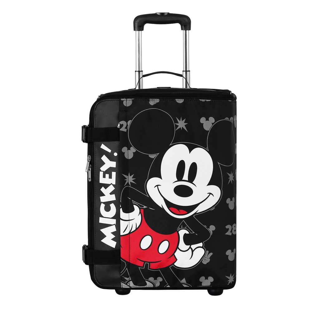 Maleta trolley plegable negra de Mickey Disney con 2 ruedas