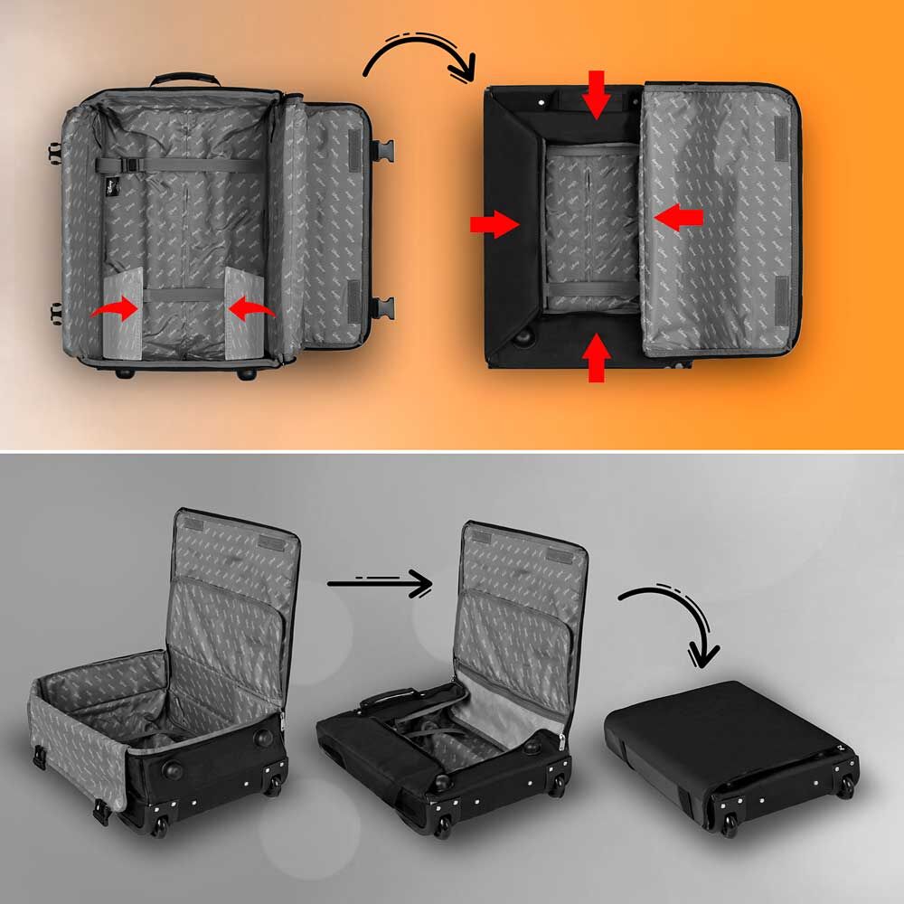 Maleta trolley plegable negra de Mickey Disney con 2 ruedas - 4