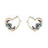 Pendientes de corazón Love Stitch Disney en tonos dorado, azul y morado