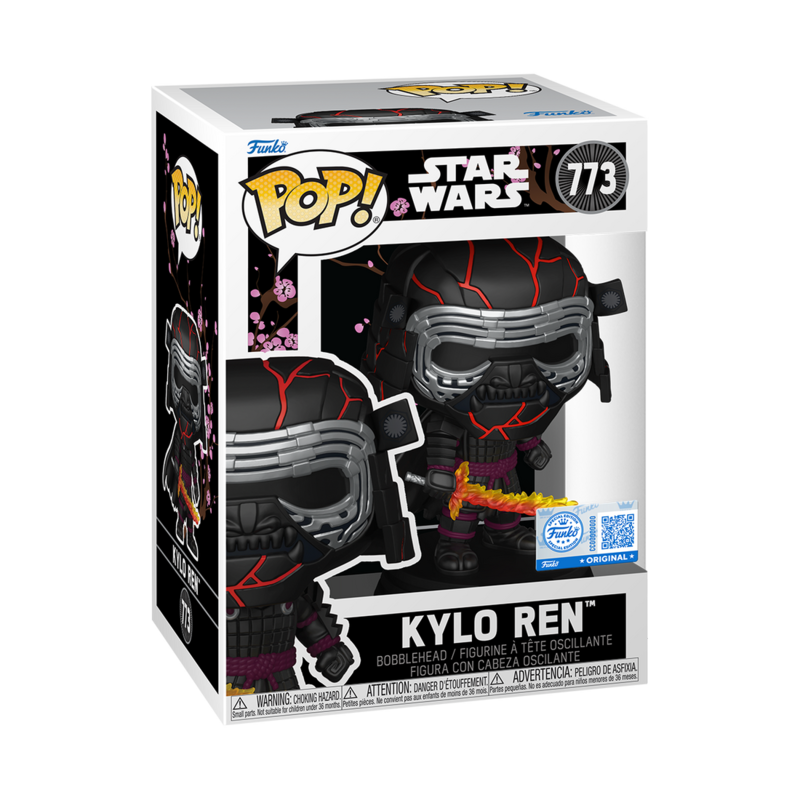 Figura Funko POP! exclusiva de Kylo Ren con armadura negra y líneas rojas