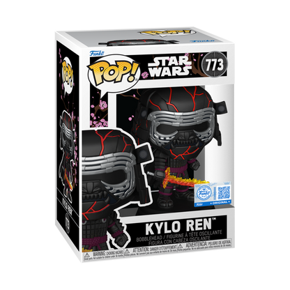 Figura Funko POP! exclusiva de Kylo Ren con armadura negra y líneas rojas
